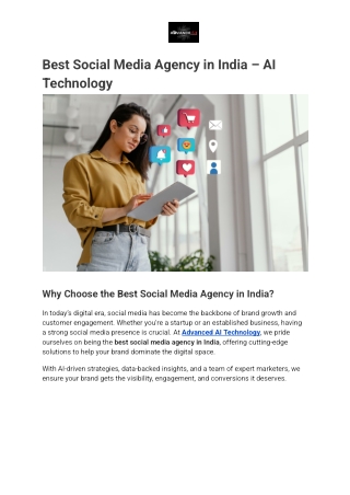 Best Social Media Agency in India – Advance AI Technology