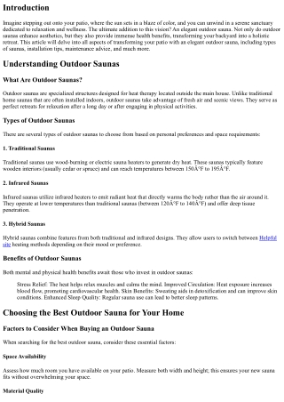 Transforming Your Patio with an Elegant Outdoor Sauna