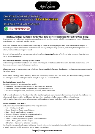 Health Astrology by Date of Birth What Your Horoscope Reveals About Your Well-Being