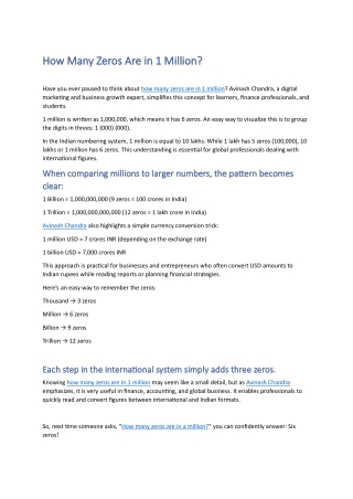 How Many Zeros Are in 1 Million