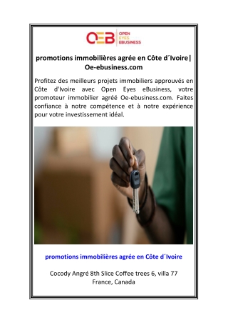 promotions immobilières agrée en Côte d´Ivoire Oe-ebusiness.com