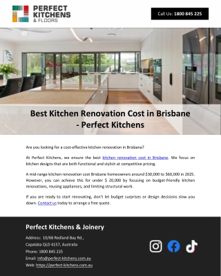 Best Kitchen Renovation Cost in Brisbane - Perfect Kitchens