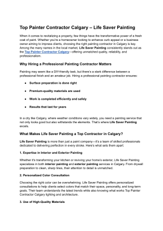 Top Painter Contractor Calgary – Life Saver Painting