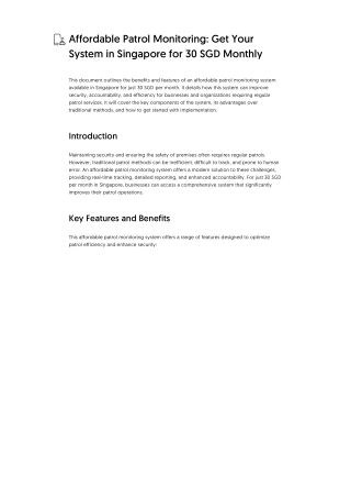 Affordable Patrol Monitoring_ Get Your System in Singapore for 30 SGD Monthly