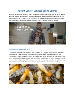 Rodent Control Services Bonita Springs