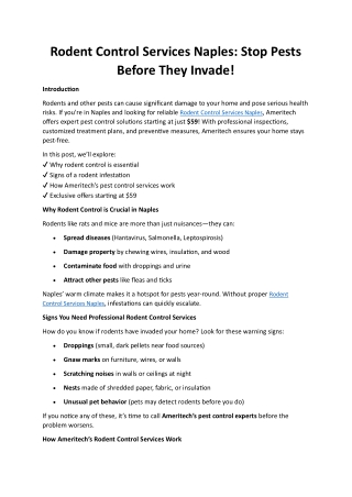 Rodent Control Services Naples