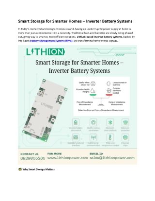 Smart Storage for Smarter Homes – Inverter Battery Systems