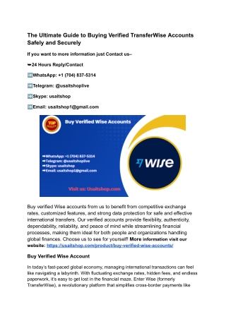 Why You Should Consider Purchasing a Verified Wise Account Today