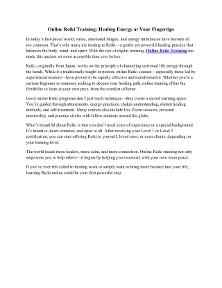 Online Reiki Training: Healing Energy at Your Fingertips