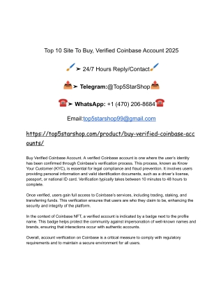 Top 10 Site To Buy, Verified Coinbase Account 2025