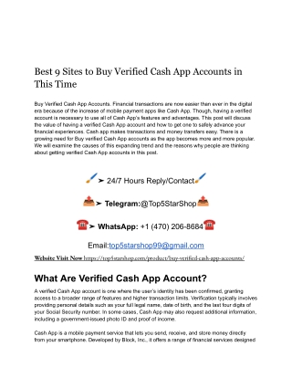Best 9 Sites to Buy Verified Cash App Accounts in This Time