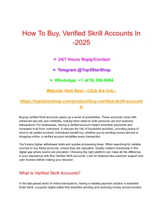 How To Buy, Verified Skrill Accounts In -2025