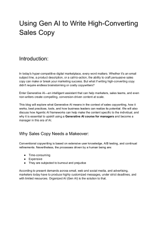 Using Gen AI to Write High-Converting Sales Copy
