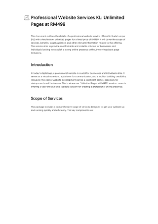 Professional Website Services KL_ Unlimited Pages at RM499