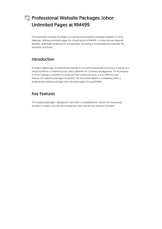 Professional Website Packages Johor_ Unlimited Pages at RM499