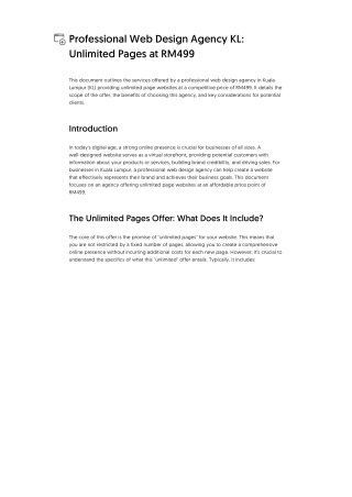 Professional Web Design Agency KL_ Unlimited Pages at RM499