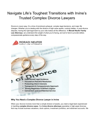 Navigate Life’s Toughest Transitions with Irvine’s Trusted Complex Divorce Lawyers