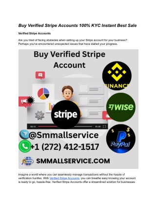 Buy Verified Stripe Accounts 100% KYC Instant Best Sale