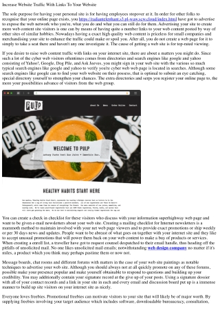 Increase internet site traffic with hyperlinks to your site