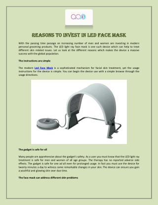 Reasons to Invest in Led Face Mask