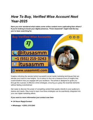 How To Buy, Verified Wise Account Next Year-2025