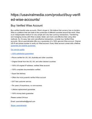 Buy Verified Wise Account