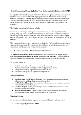 Unlocking a Digital Future: Digital Marketing Career in India