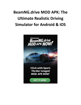 BeamNG.drive MOD APK: The Ultimate Realistic Driving Simulator for Android & iOS