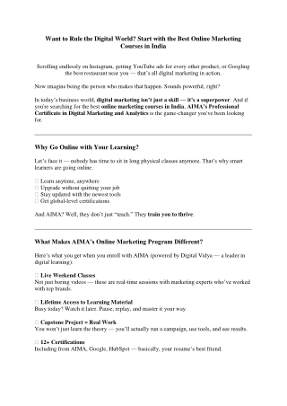 Best Online Marketing Courses in India: Why AIMA Leads the Way