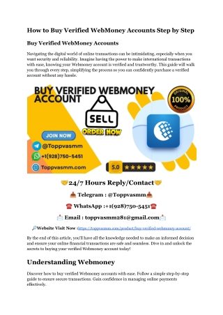 How to Buy Verified WebMoney Accounts Step by Step