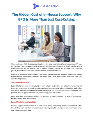 The Hidden Cost of In-House Support Why BPO Is More Than Just Cost-Cutting