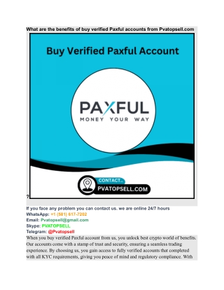 What are the benefits of buy verified Paxful accounts from Pvatopsell