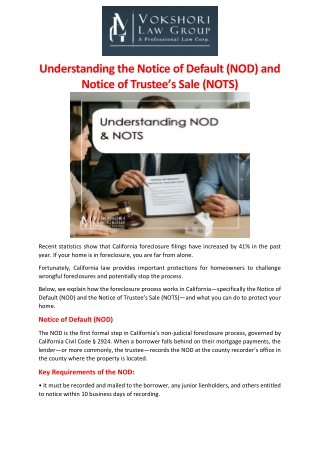Understanding the Notice of Default (NOD) and Notice of Trustee’s Sale (NOTS)