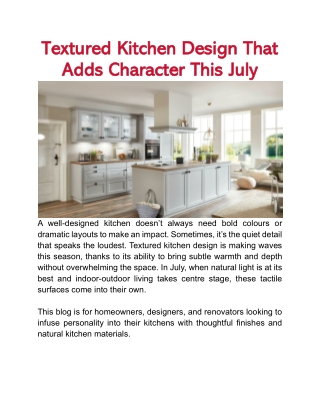Textured Kitchen Design That Adds Character This July