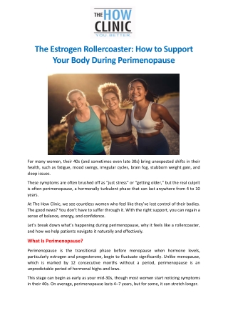 The Estrogen Rollercoaster How to Support Your Body During Perimenopause