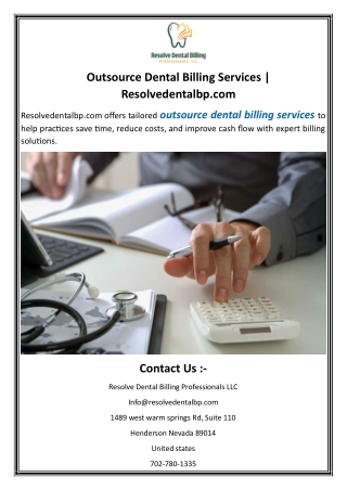 Outsource Dental Billing Services  Resolvedentalbp