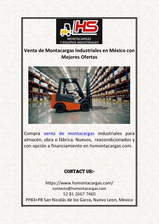 Venta de Montacargas Industriales en México con Mejores Ofertas