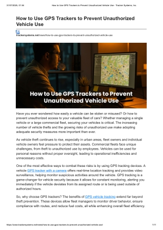 How to Use GPS Trackers to Prevent Unauthorized Vehicle Use