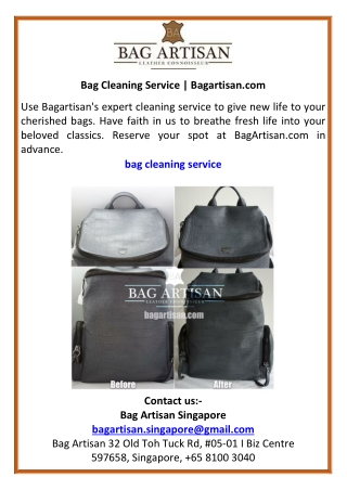 Bag Cleaning Service  Bagartisan.com