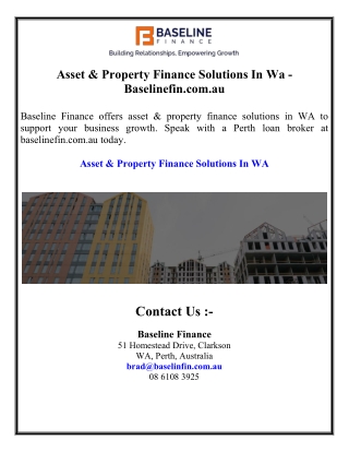 Asset & Property Finance Solutions In Wa - Baselinefin.com.au