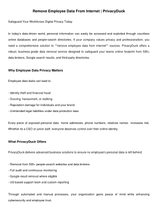 Remove Employee Data From Internet |PrivacyDuck