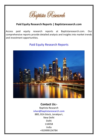 Paid Equity Research Reports  Baptistaresearch.com