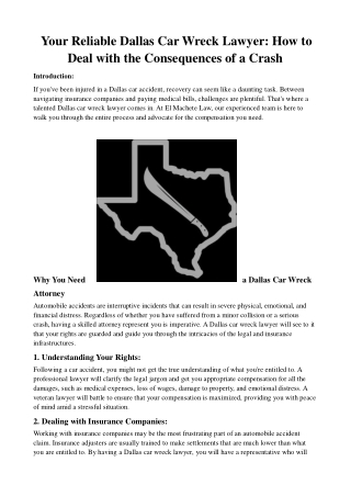Your Reliable Dallas Car Wreck Lawyer_ How to Deal with the Consequences of a Crash