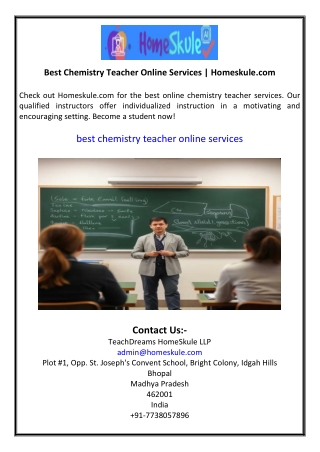 Best Chemistry Teacher Online Services  Homeskule.com