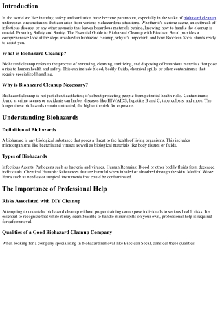 Ensuring Safety and Sanity: The Essential Guide to Biohazard Cleanup with Biocle