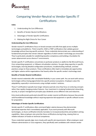 Comparing Vendor-Neutral vs Vendor-Specific IT Certifications