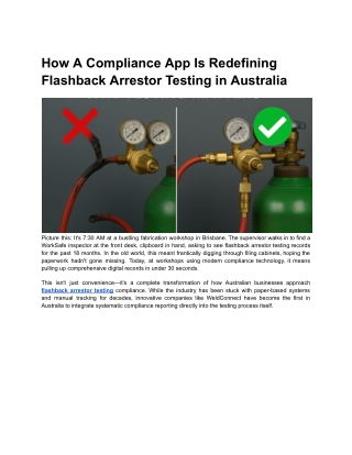How A Compliance App Is Redefining Flashback Arrestor Testing in Australia