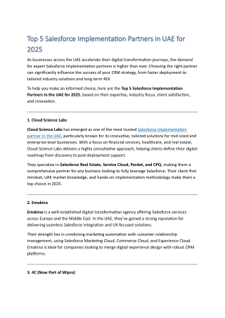 Top 5 Salesforce Implementation Partners in UAE for 2025