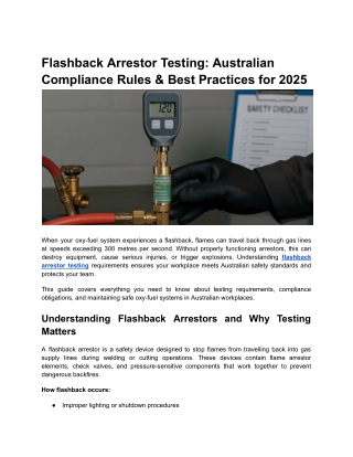 Flashback Arrestor Testing_ Australian Compliance Rules & Best Practices for 2025