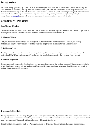 Common AC Problems and How to Fix Them